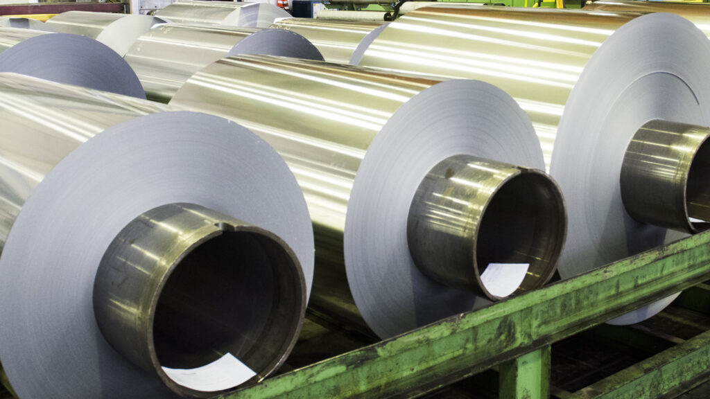 Rolled aluminium coil stock with cross-section detail