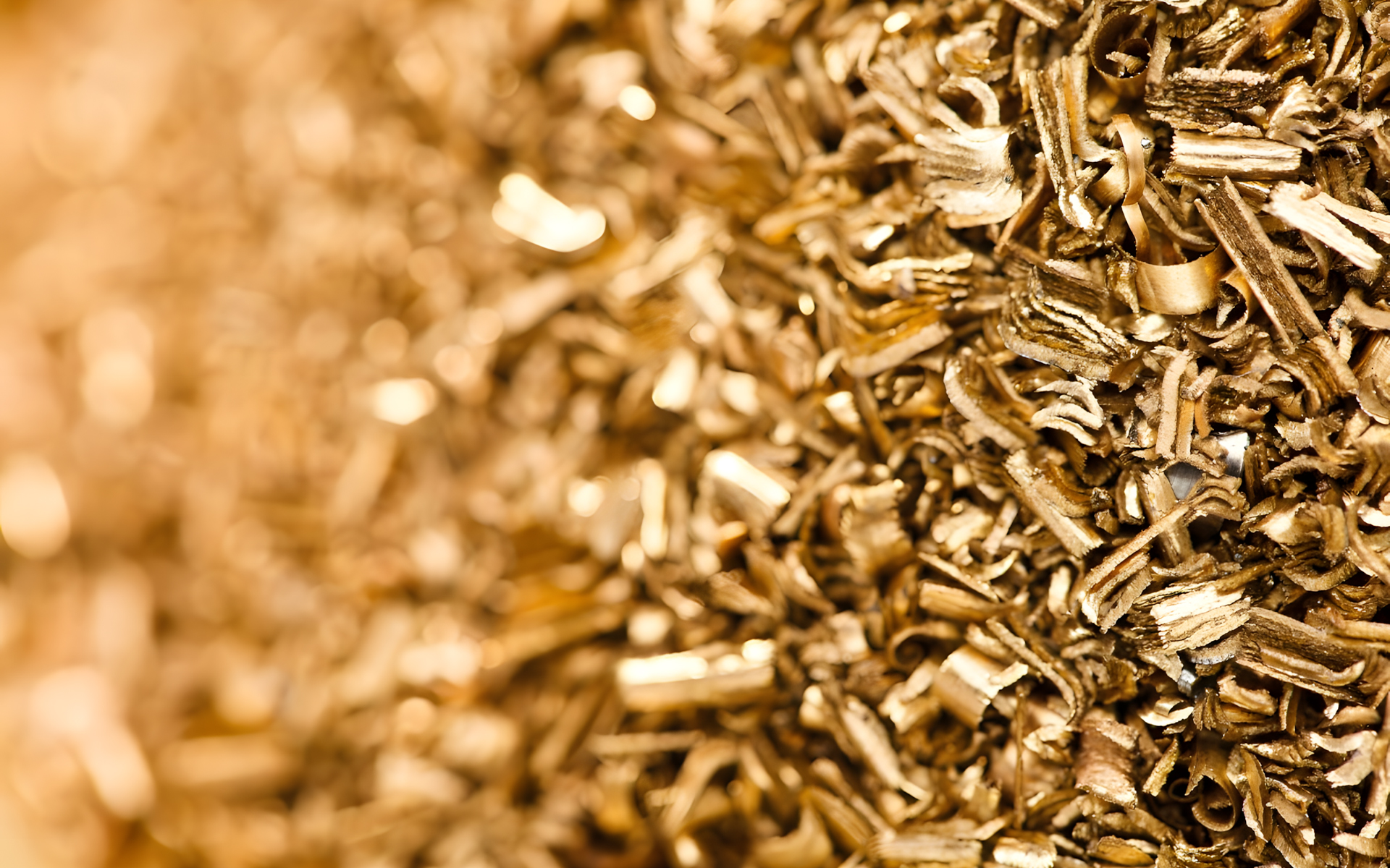 Close detail of brass shavings and swarf
